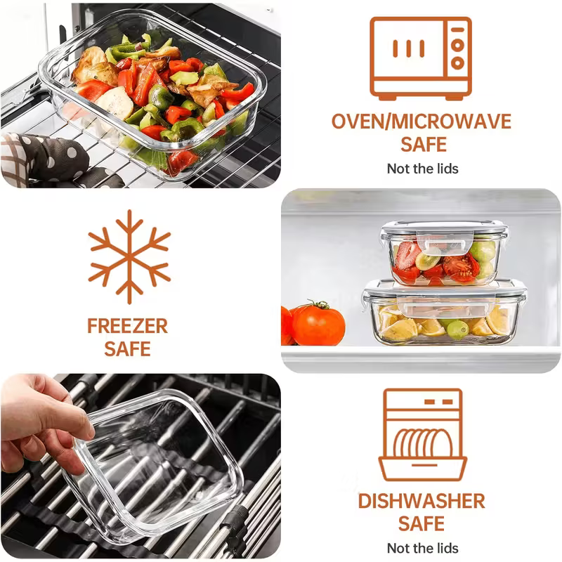 Set de 8 Topers de Vidrio Herméticos con Tapa
